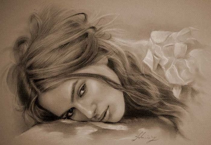 pencil drawing female portrait