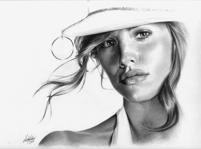 pencil drawing female portrait