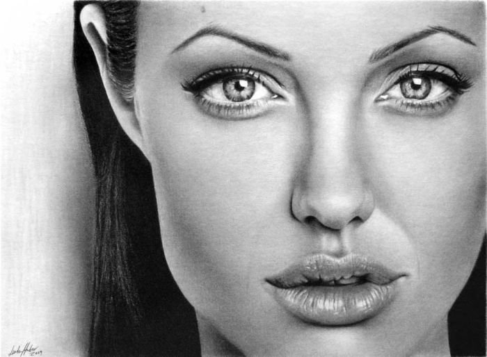 pencil drawing female portrait