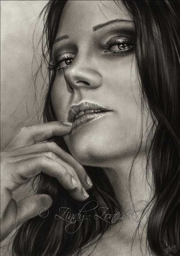 pencil drawing female portrait