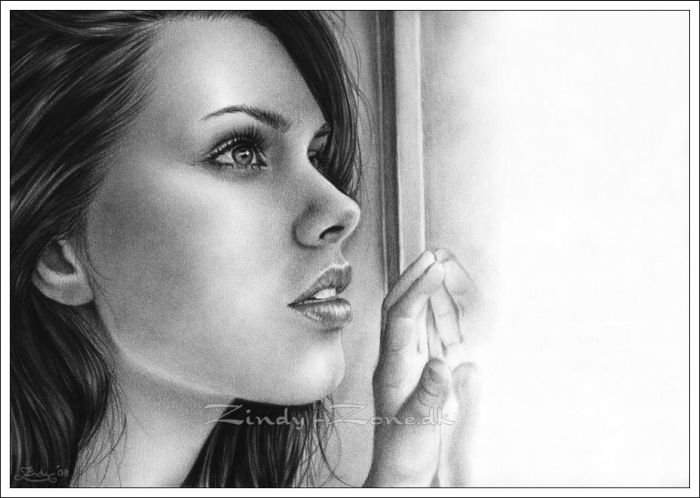 pencil drawing female portrait