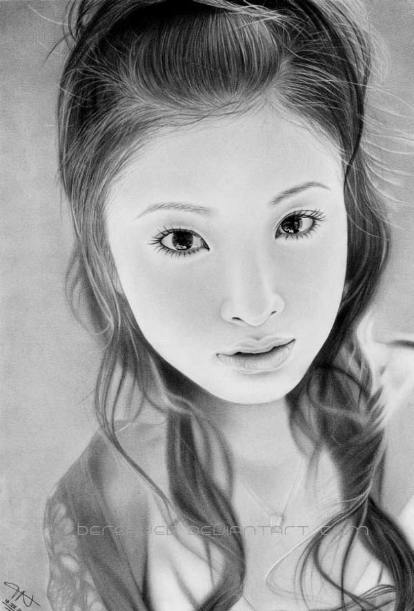 pencil drawing female portrait