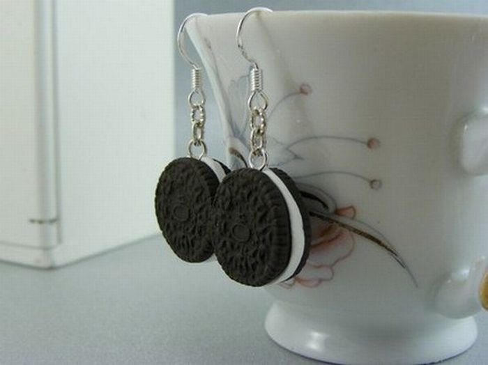 food shaped pendant and earrings