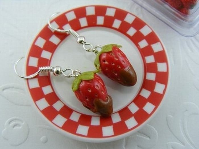 food shaped pendant and earrings
