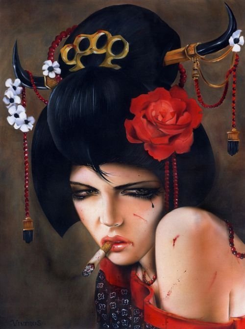 Smoking girl by Brian M. Viveros