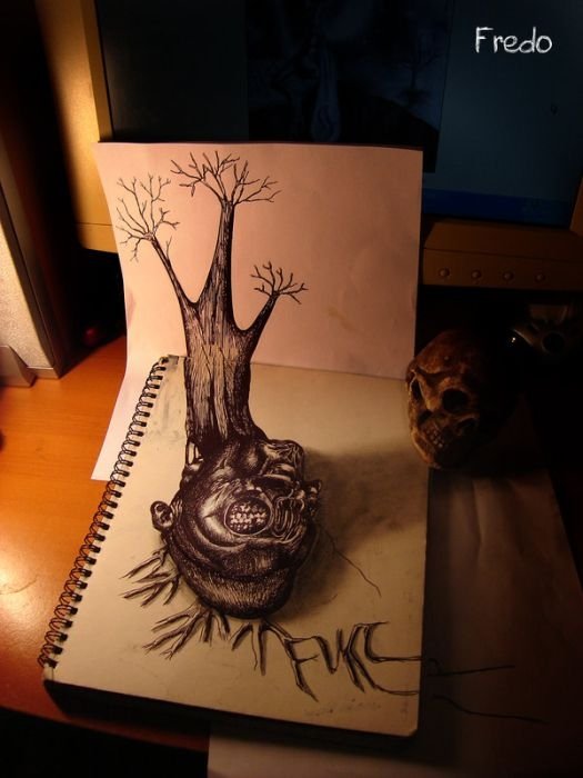3D drawings by 17-year-old Chilean artist Fredo