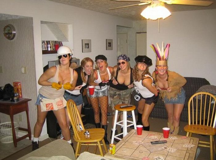young teen college girls at halloween parties