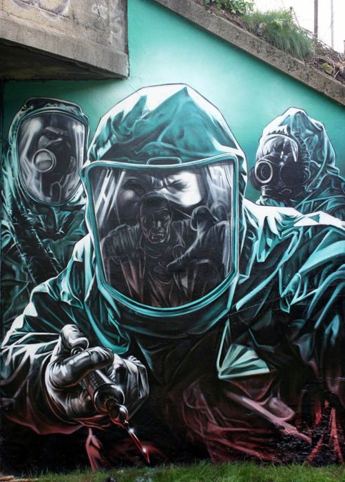 Street art graffiti by Smug One