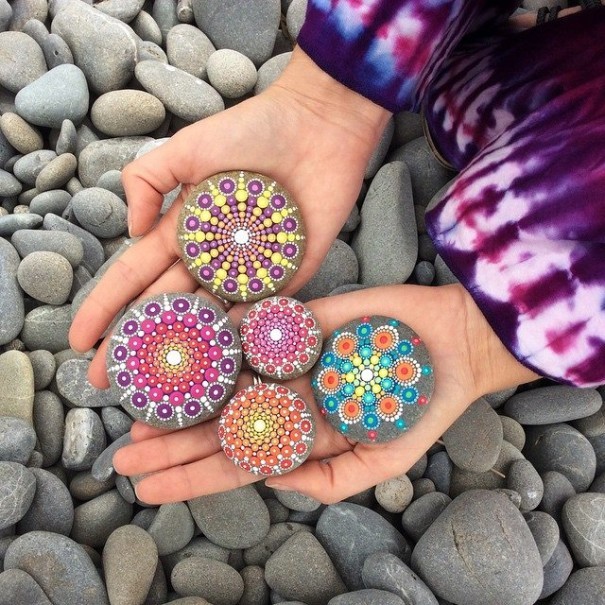 Mandala on ocean stones by Elspeth McLean