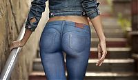 Art & Creativity: buttocks jeans body art girl painting