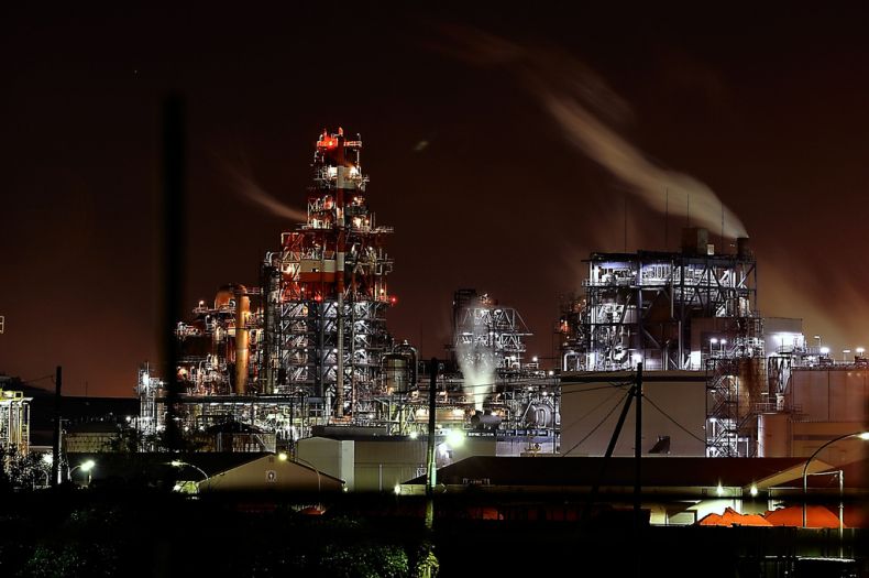 Factory plant in the night, Japan