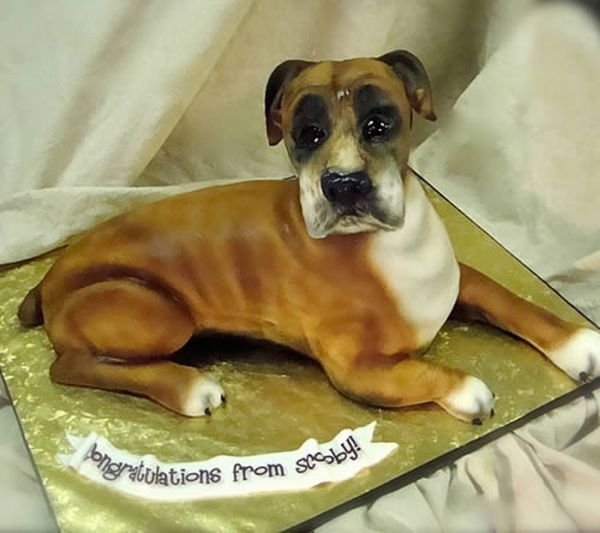 creative dog-shaped cake