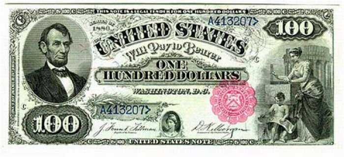 History: 150 years of United States $100 (one hundred-dollar) bill, United States