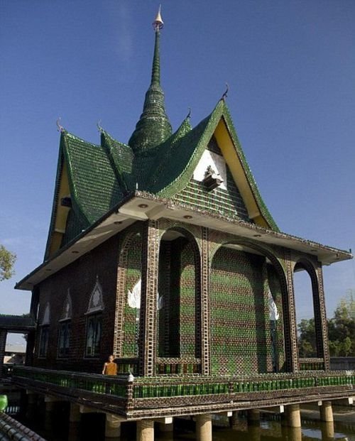 Temple built out of beer bottles, Thailand