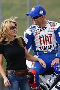 Motorsport models: Alyssia, wife, and Colin Edwards, Italian MotoGP 2007
