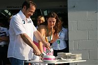 Motorsport models: Jacques Villeneuve Bmw Sauber With His New Wife Johanna Cutting A Cake Silverstone 2006-06-08