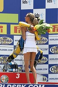 Motorsport models: Kagayama and girl, San Marino WSBK Race 1 2007,