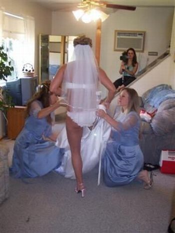 wedding bride caught in lingerie