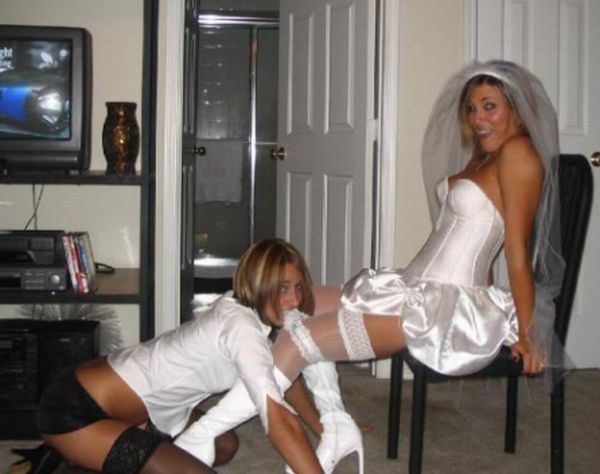 wedding bride caught in lingerie