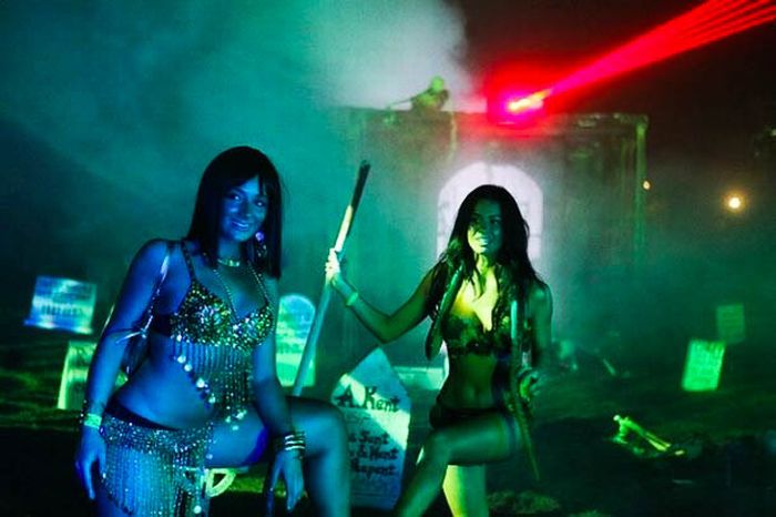 Playboy Mansion halloween party girls