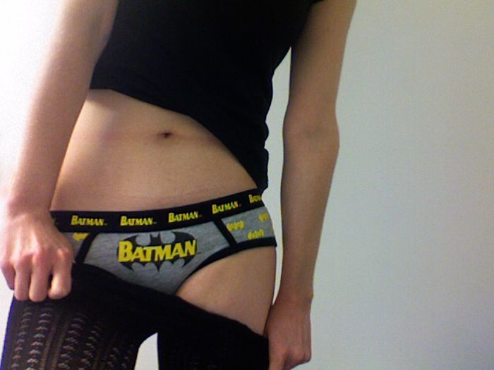 girl wearing superhero panties