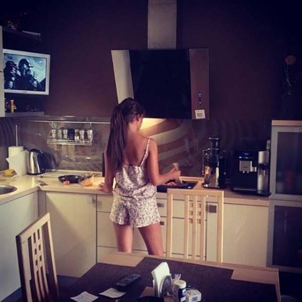 young girl in the kitchen