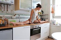People & Humanity: young girl in the kitchen