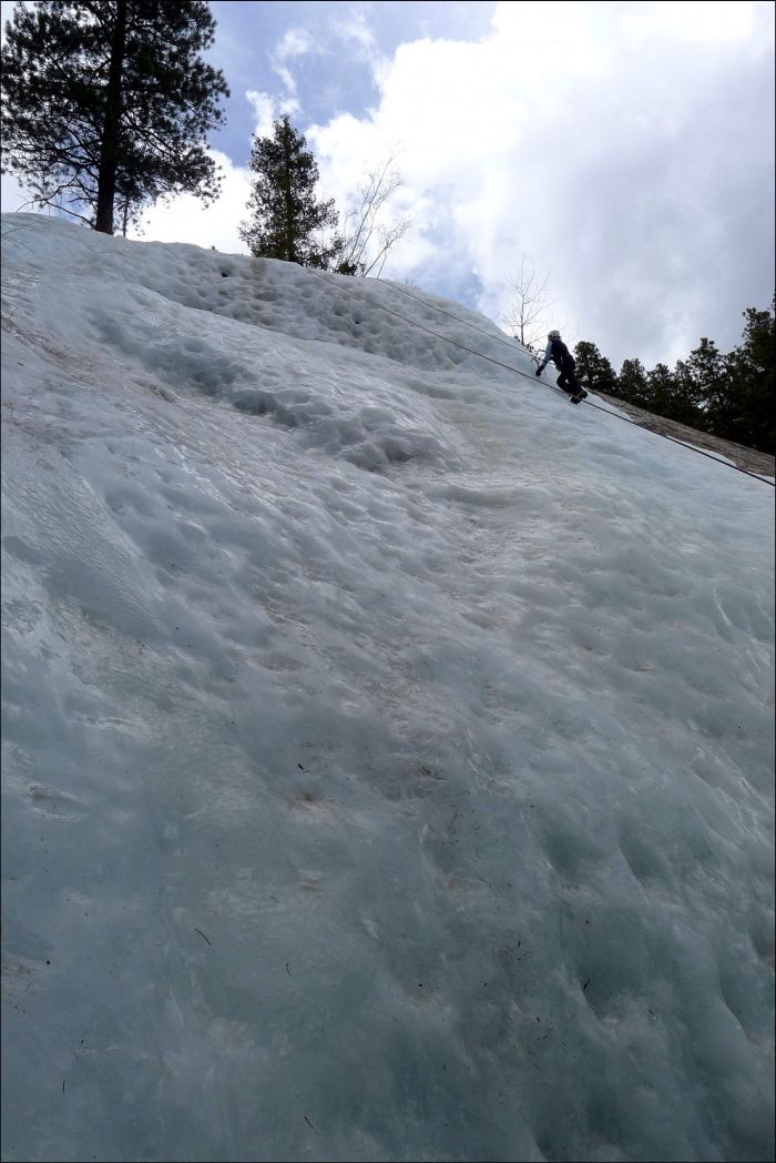 ice climbing on frozen waterfalls