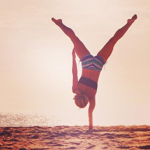 Kino MacGregor, girl practicing yoga poses