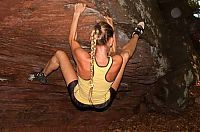 Sport and Fitness: young rock climbing girl