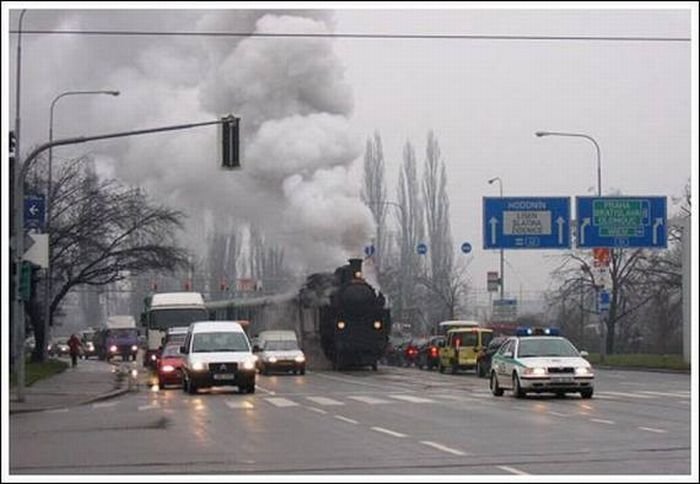 Train in the city, Brno, Czech Republic