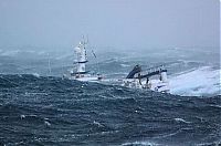 Transport: fishing ship in the middle of a storm