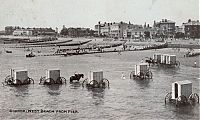World & Travel: History: Bathing machine devices on the beach, 18th-19th century, Europe
