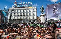 World & Travel: Protest against bull fighting, Madrid, Spain